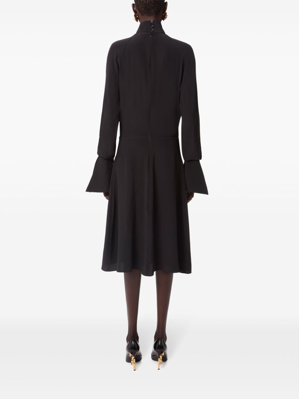 Pleated Silk Midi Dress