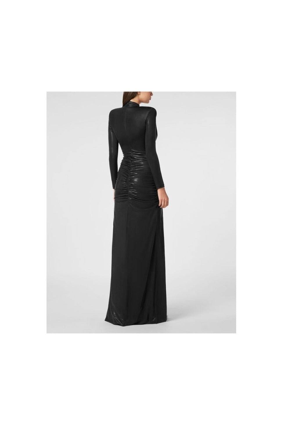 Deep V-Neck Dress With Ruched Waist