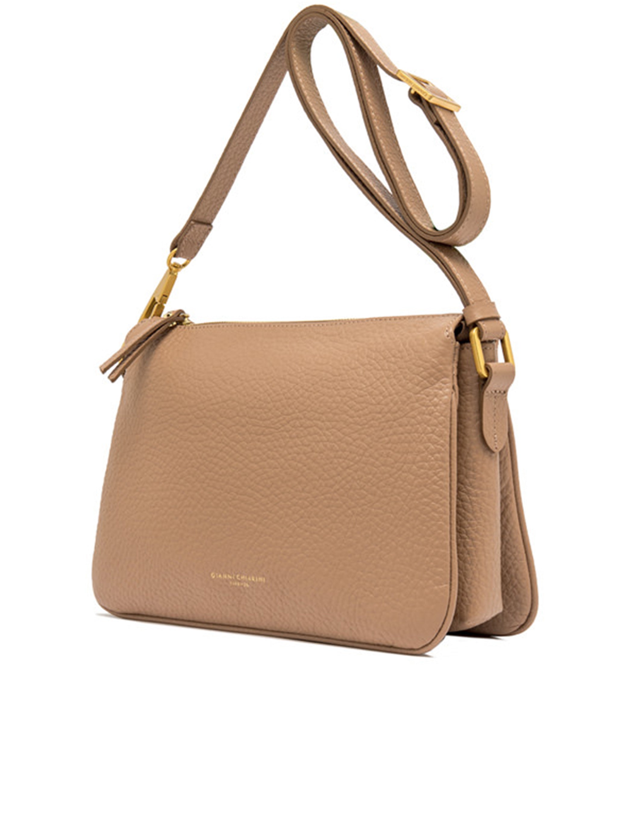 Brooke Rectangular Brown Pebbled Shoulder Bag