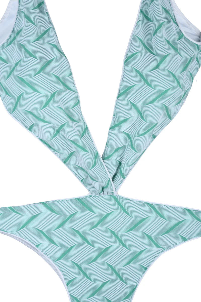 Textured One-Piece Swimsuit with Bold Cut-Outs