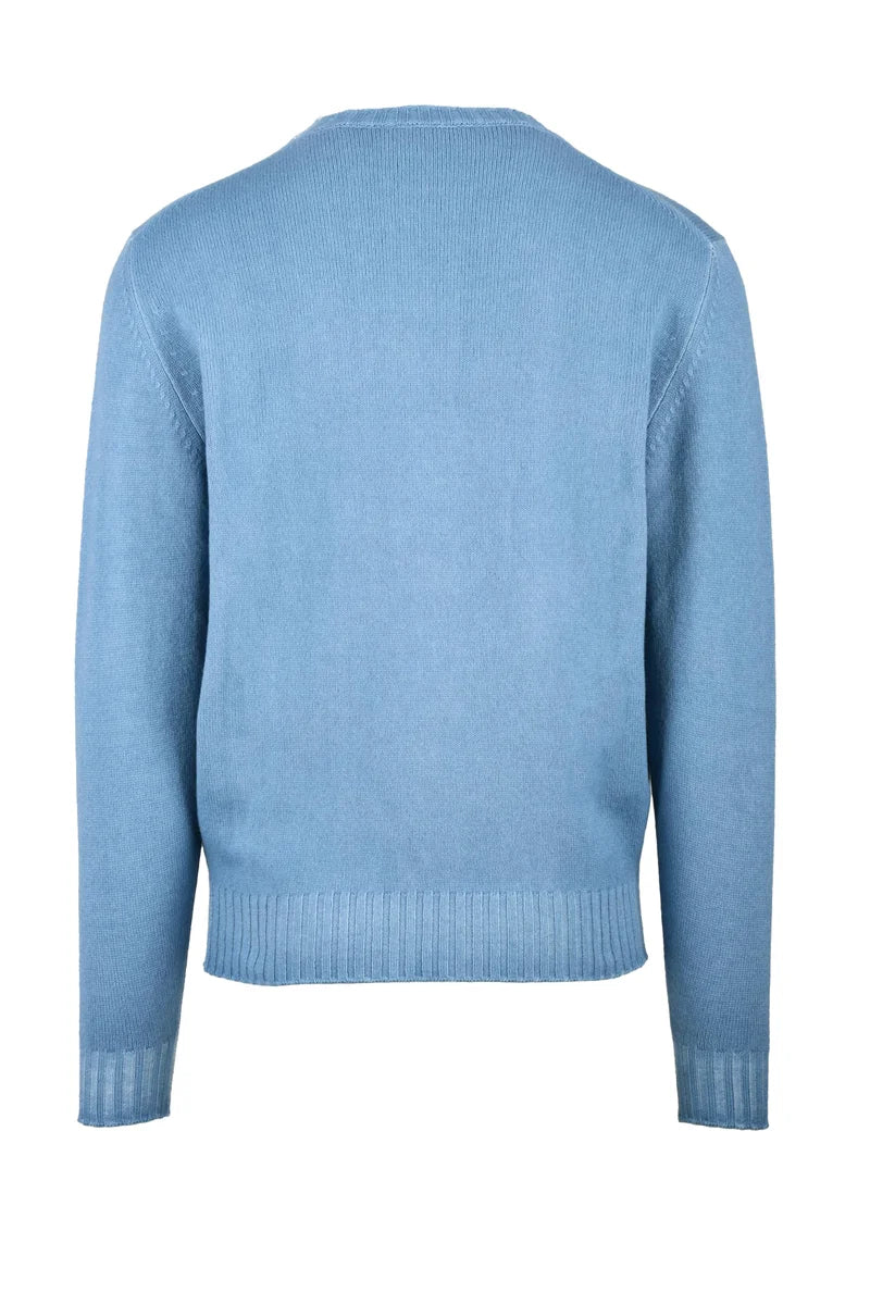 Light Blue Virgin Wool Cashmere Men's Pullover