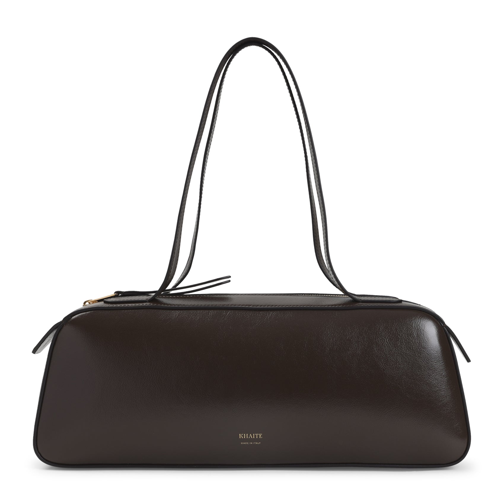 Rectangular Shoulder Bag In Rich Brown Calfskin Leather