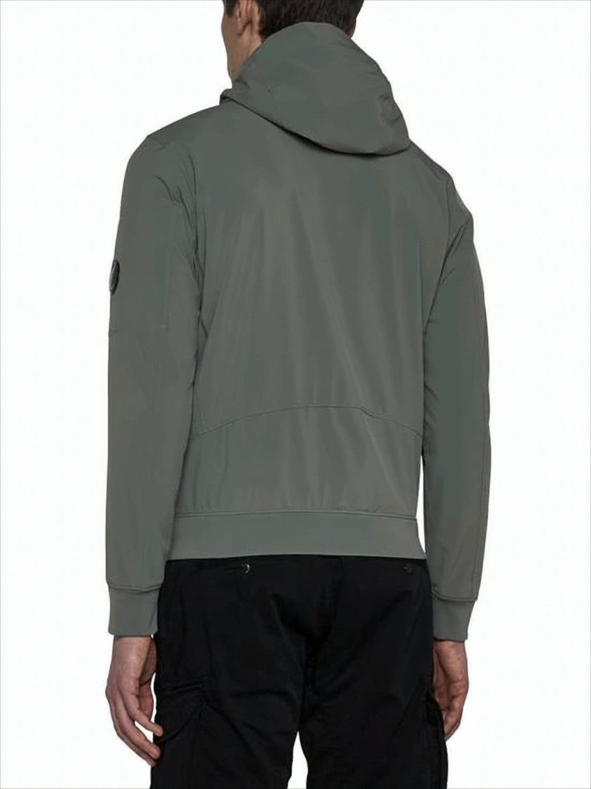 Hooded Grey Jacket With Zippered Pockets And Ribbed Cuffs