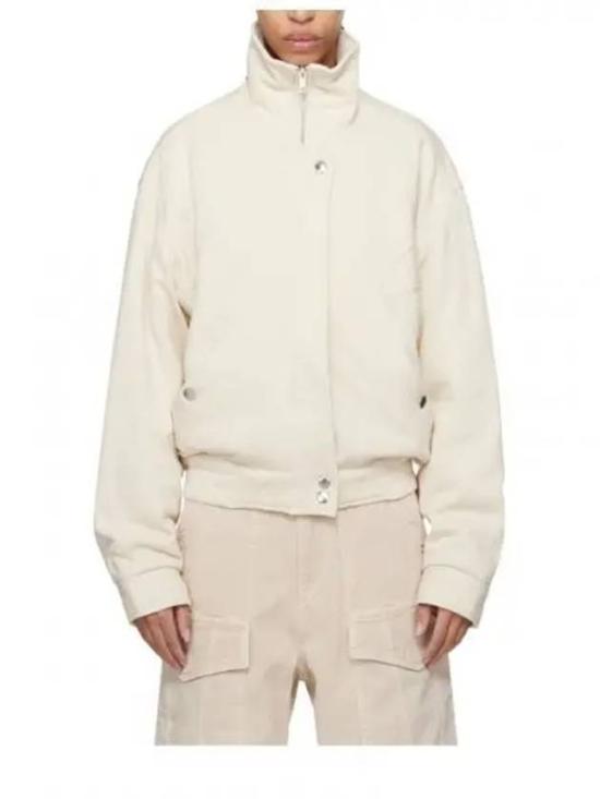 Padded Ecru Jacket with Concealed Placket