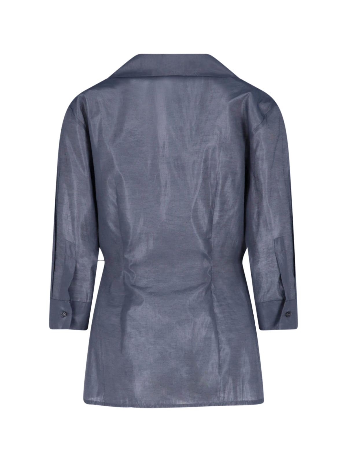 Blue-Grey Wrap-Style Side Tie Top