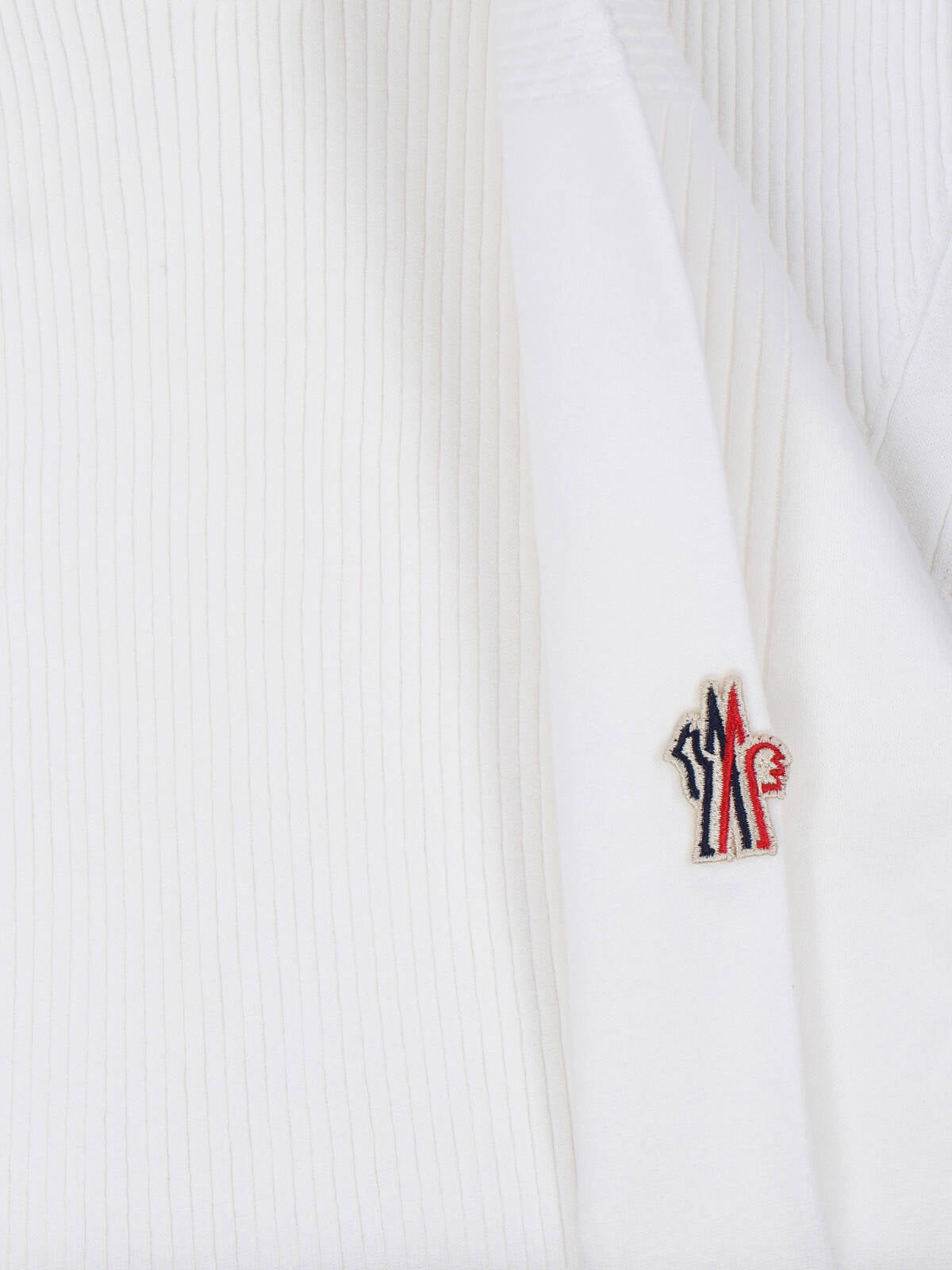 White Ribbed Viscose Blend Logo Sweater