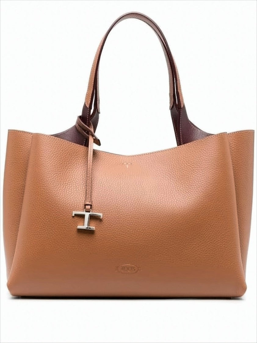 Textured Leather Shoulder Bag with Embossed Logo