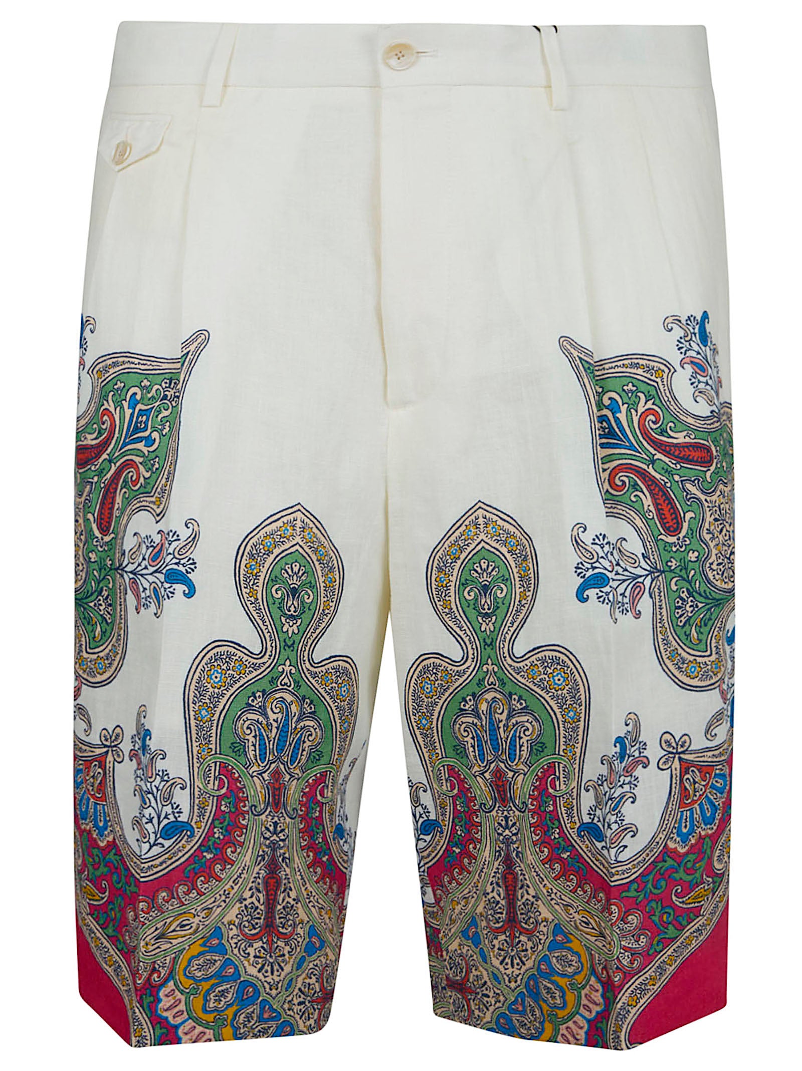 Pure Linen Regular Fit Button-Zipper Shorts