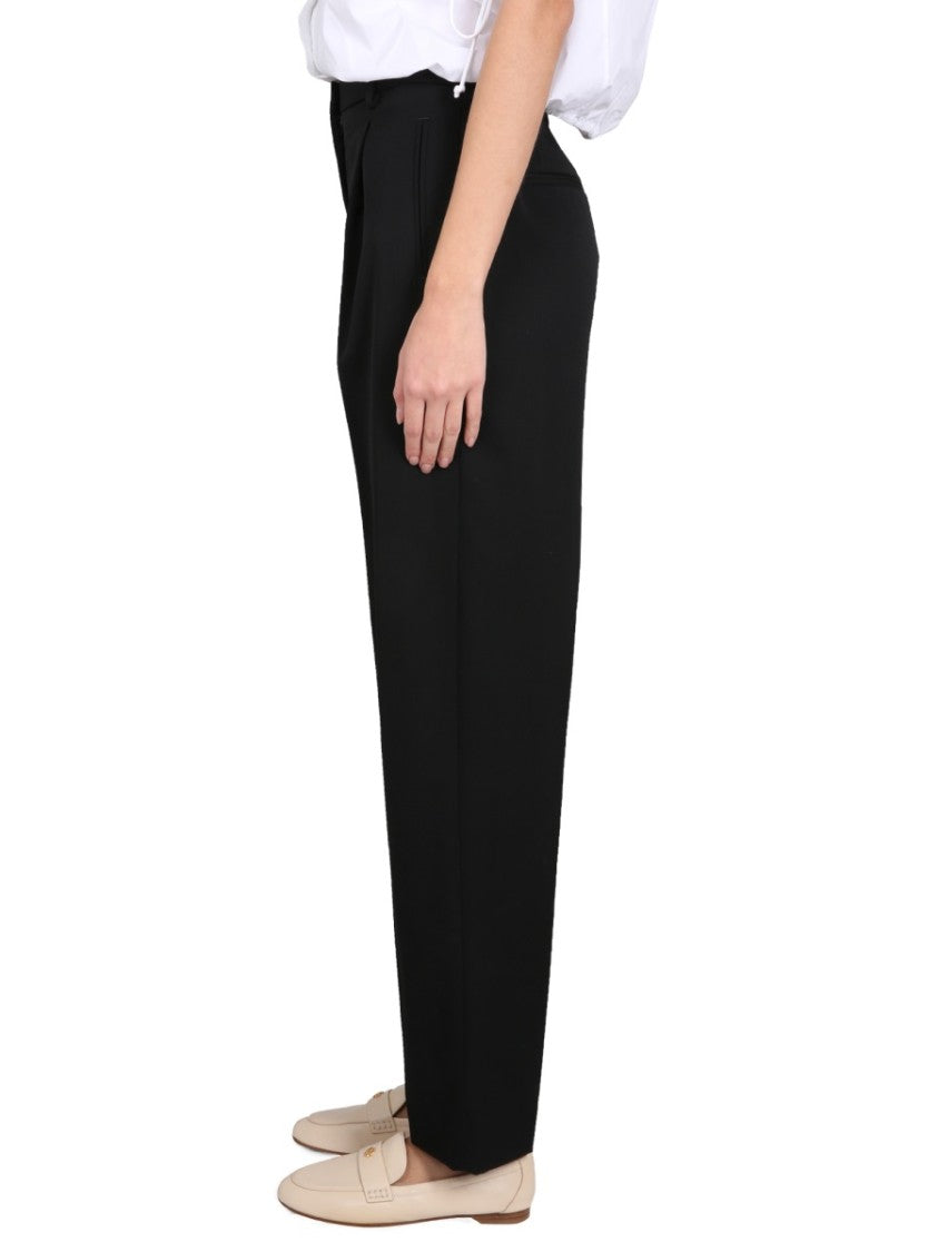 Tailored Black Wool Pants With Concealed Closure