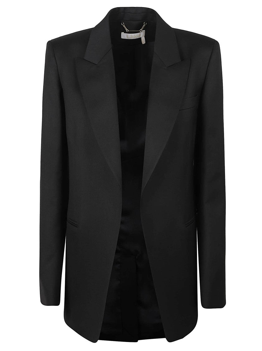 Tailored Black Blazer With Sharp Lapel