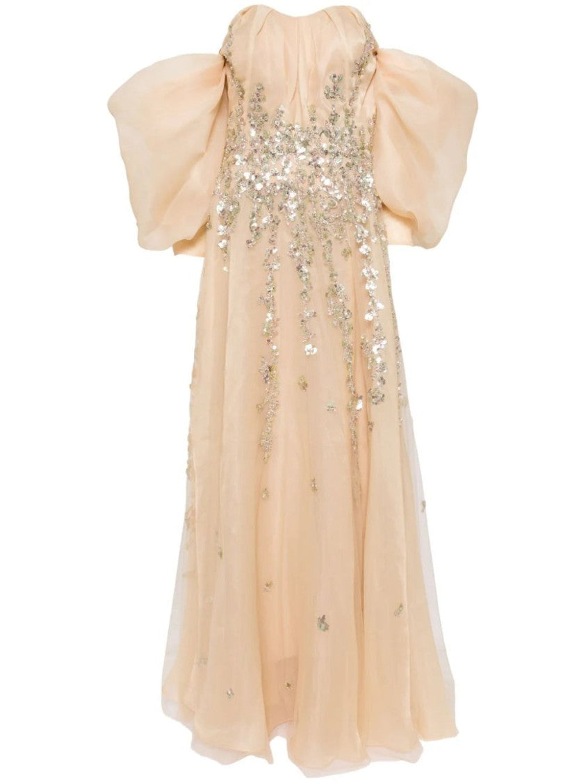 Organza Dress With Dotted Beading