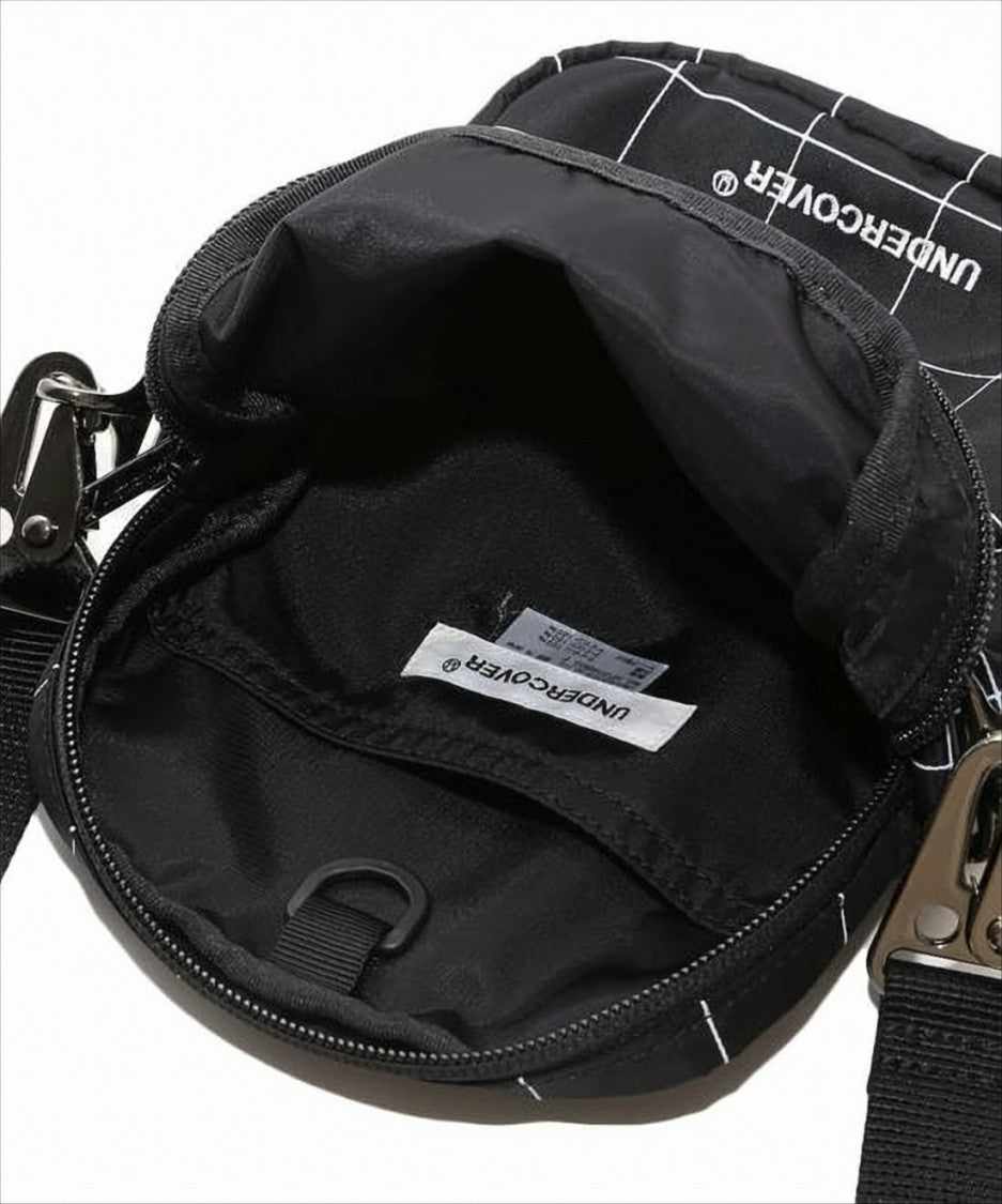 Compact Nylon Crossbody Bag With Grid Pattern