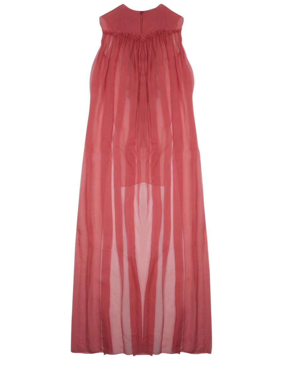 Sheer Red Silk Sleeveless Shirt
