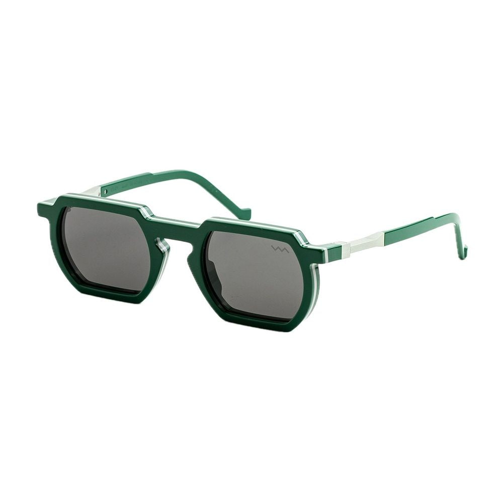 Wl0033 White Label Green/Light Grey Squared Geometric Sunglasses In Glossy Green Bio-Acetate