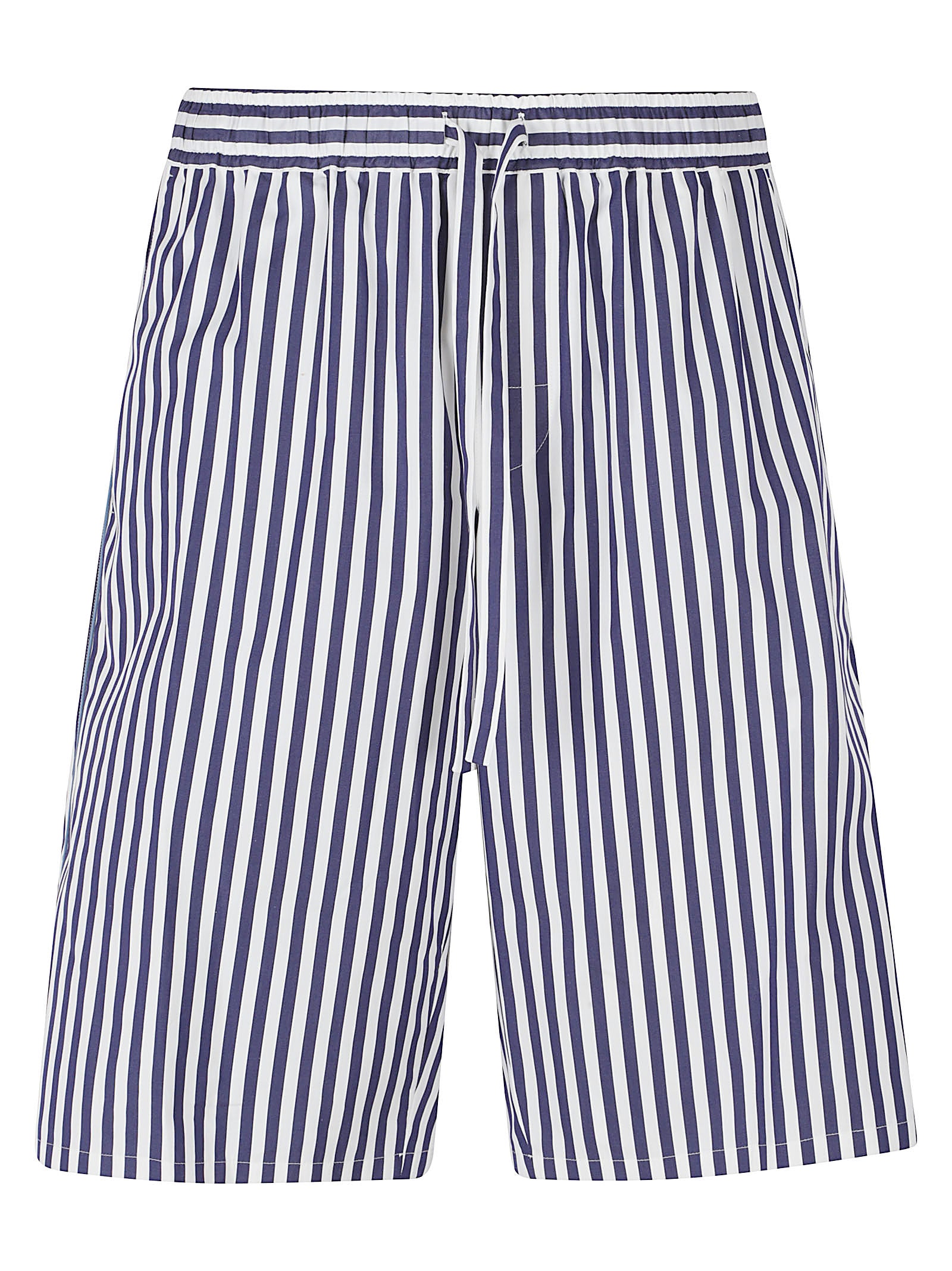 Vertical Striped Bermuda Shorts In Cotton-Silk Blend