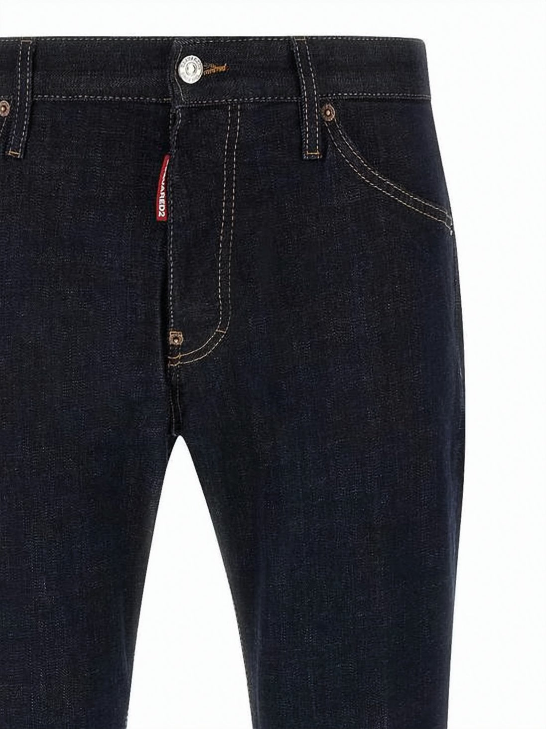 Straight-Leg Denim Pants with Dark Indigo Wash