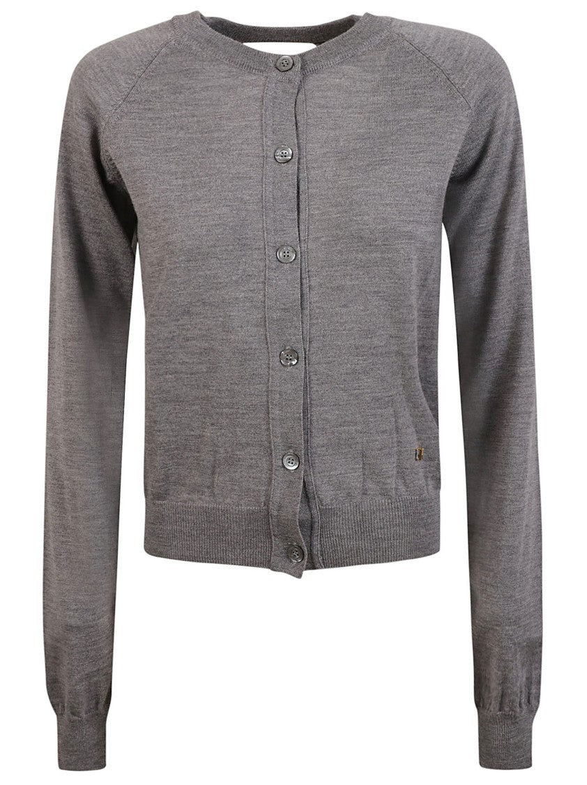 Button-Down Grey Sweater With Cut-Out Detail