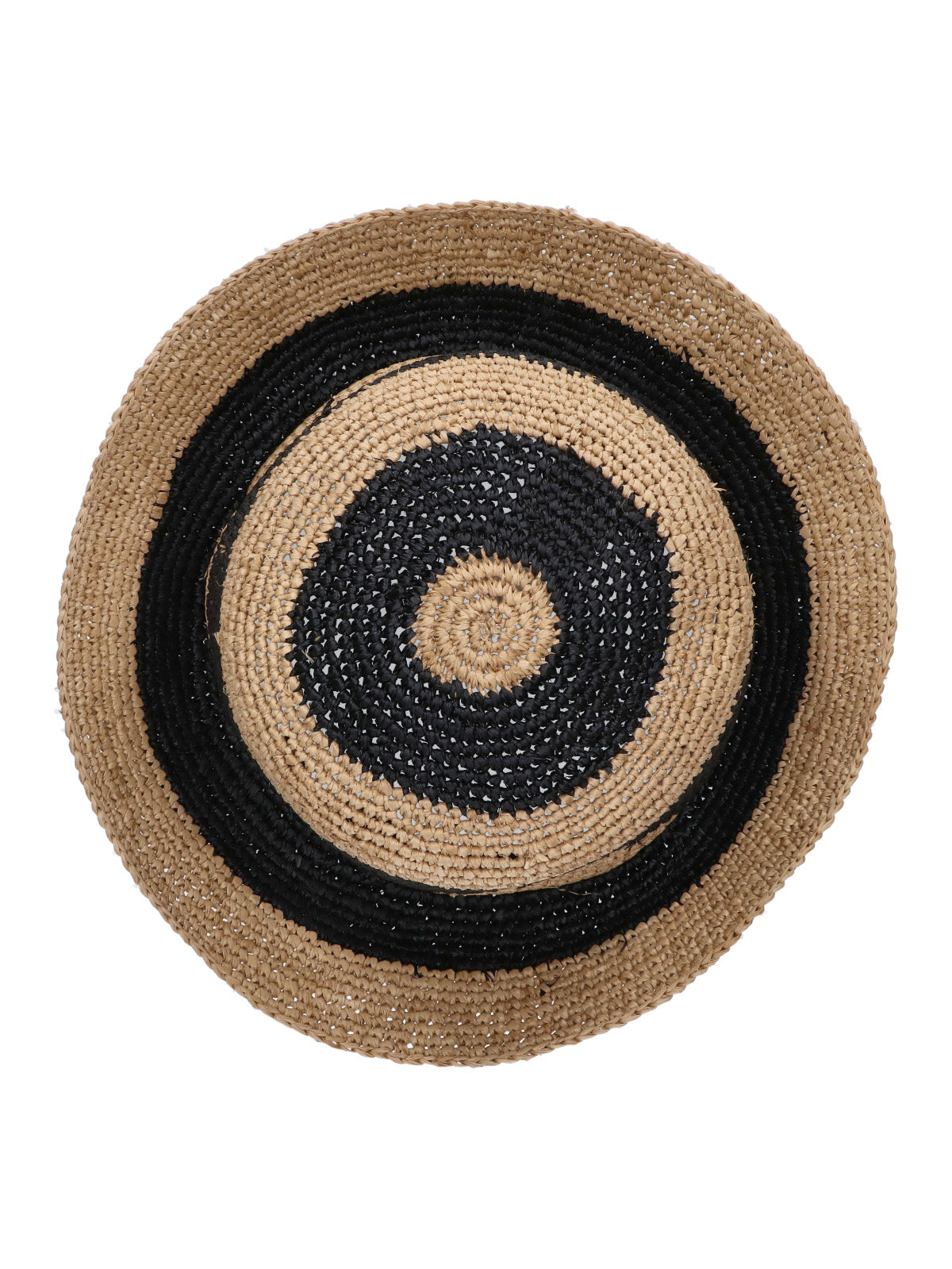 Beige Striped Woven Raffia Hat