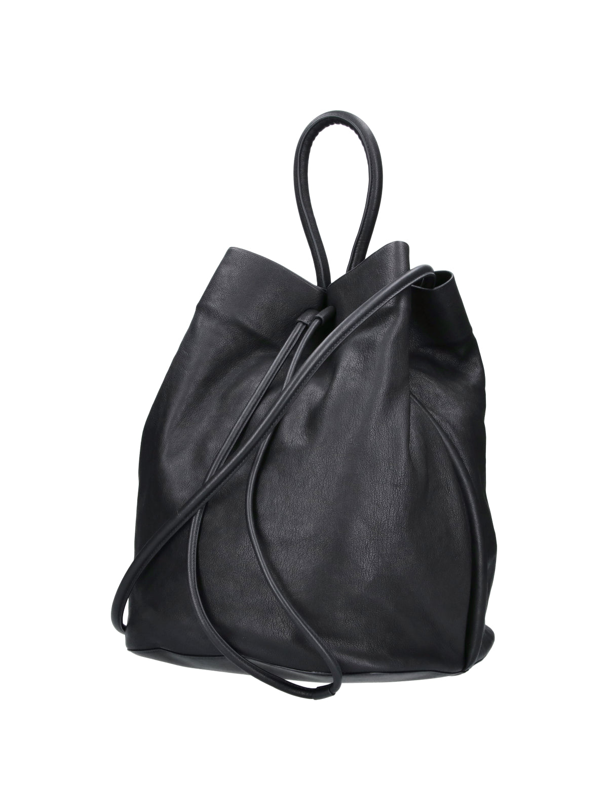 Bucket Bag In Soft Lambskin Leather With Drawstring Closure
