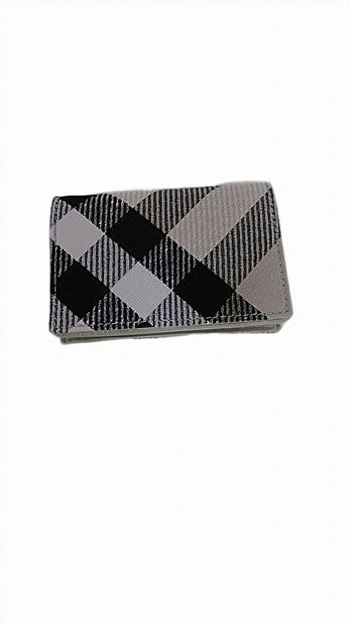 Check Pattern Wallet With Fold-Over Flap