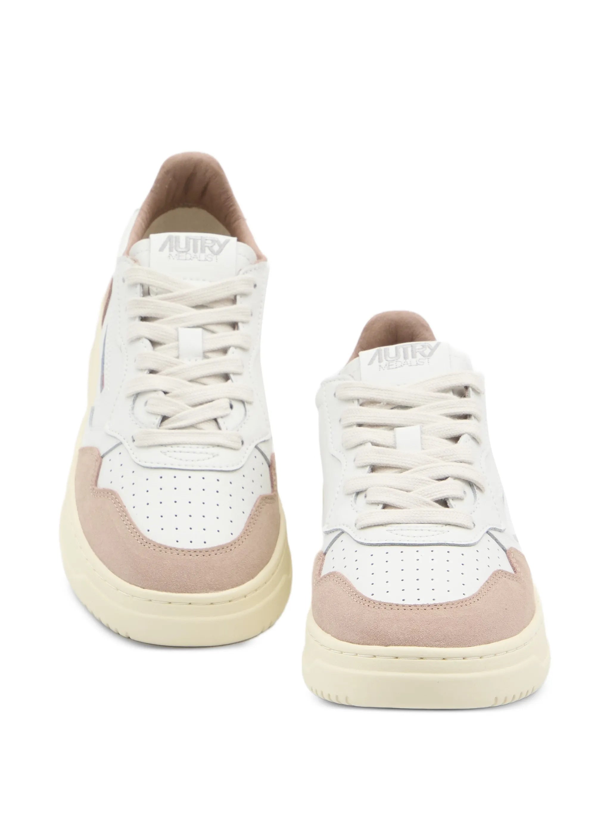 White Medalist Low Suede Overlay Sneakers