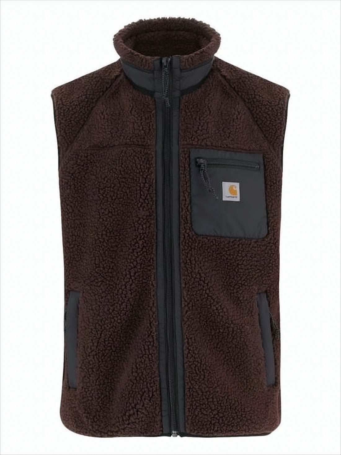 Textured Fleece Vest With Plush High Collar