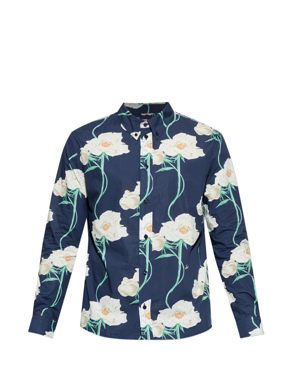 Floral Print Button-Down Shirt With Silk