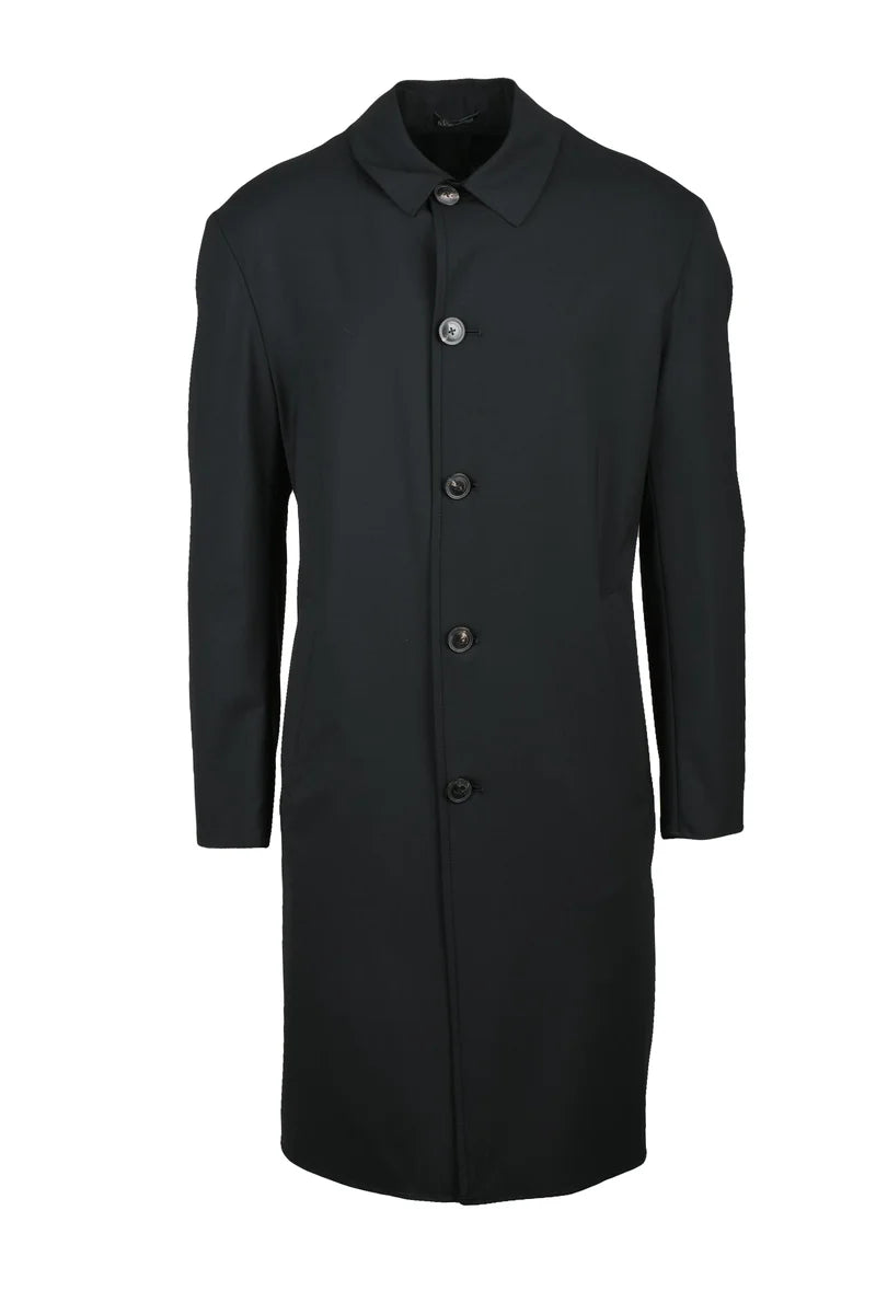 Wool/Elastane Overcoat - Black