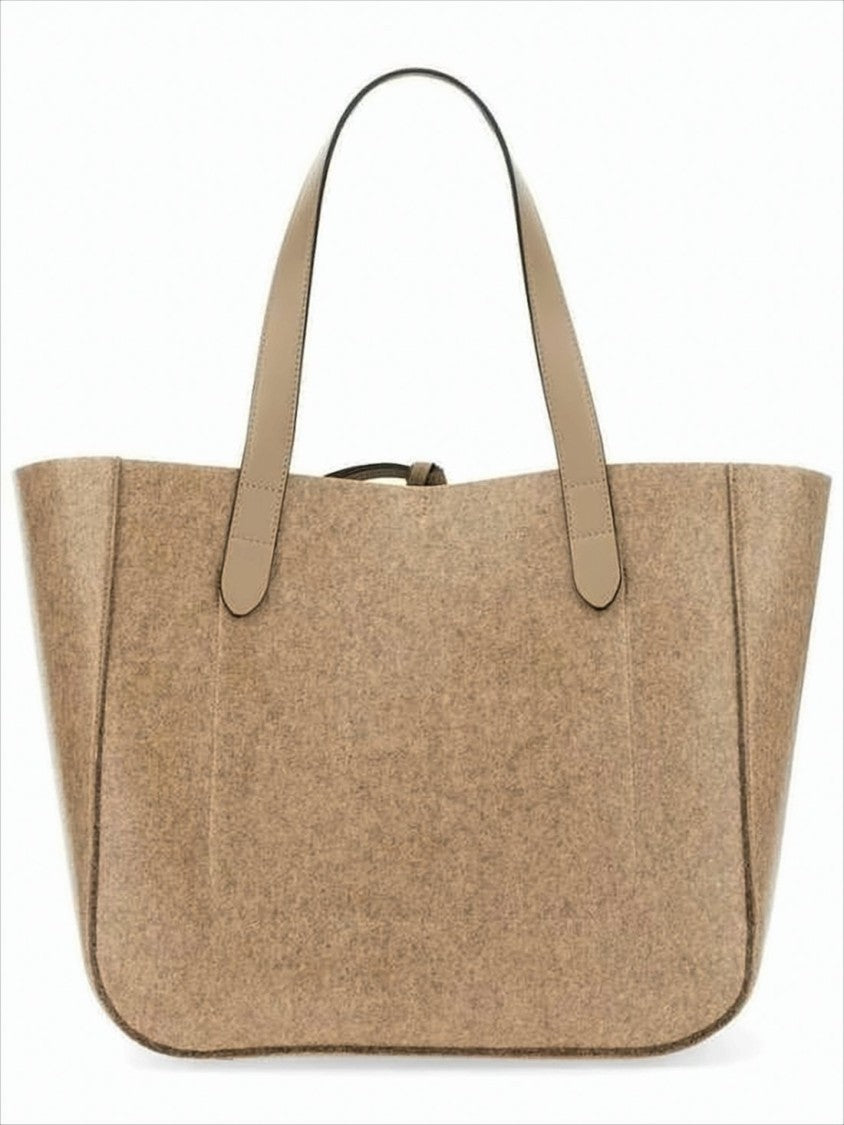 Structured Shoulder Bag With Embossed Anchor And Leather Straps