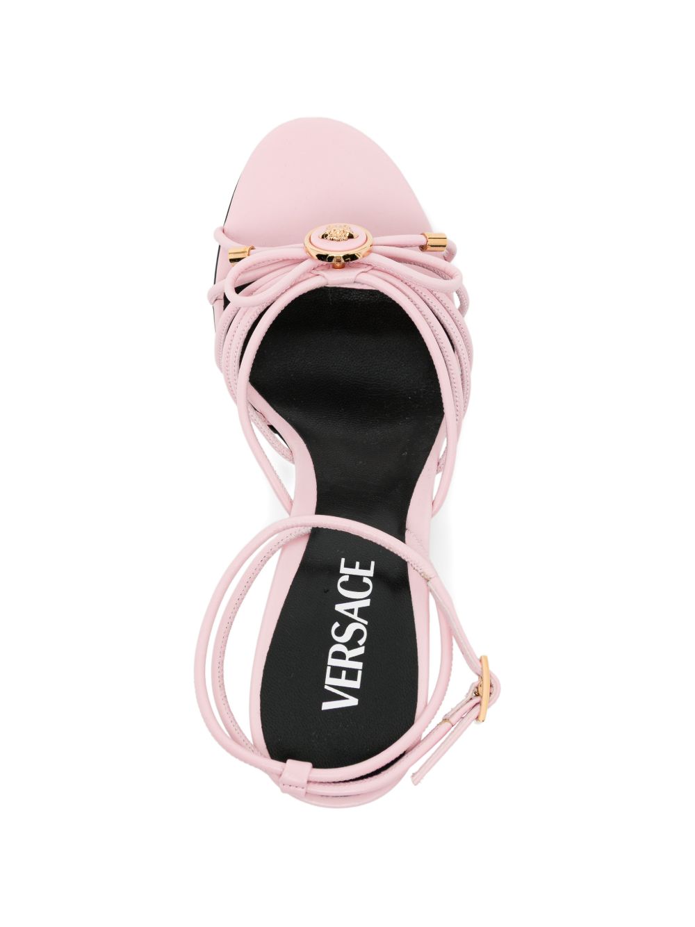 Delicate Strappy Sandals with Gold Emblem