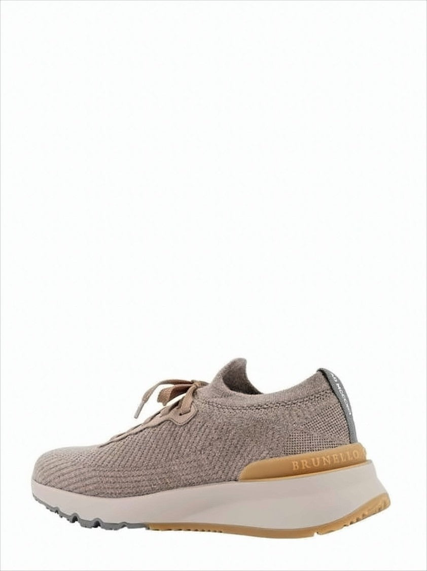 Knitted Wool Sneakers With Cushioned Rubber Sole