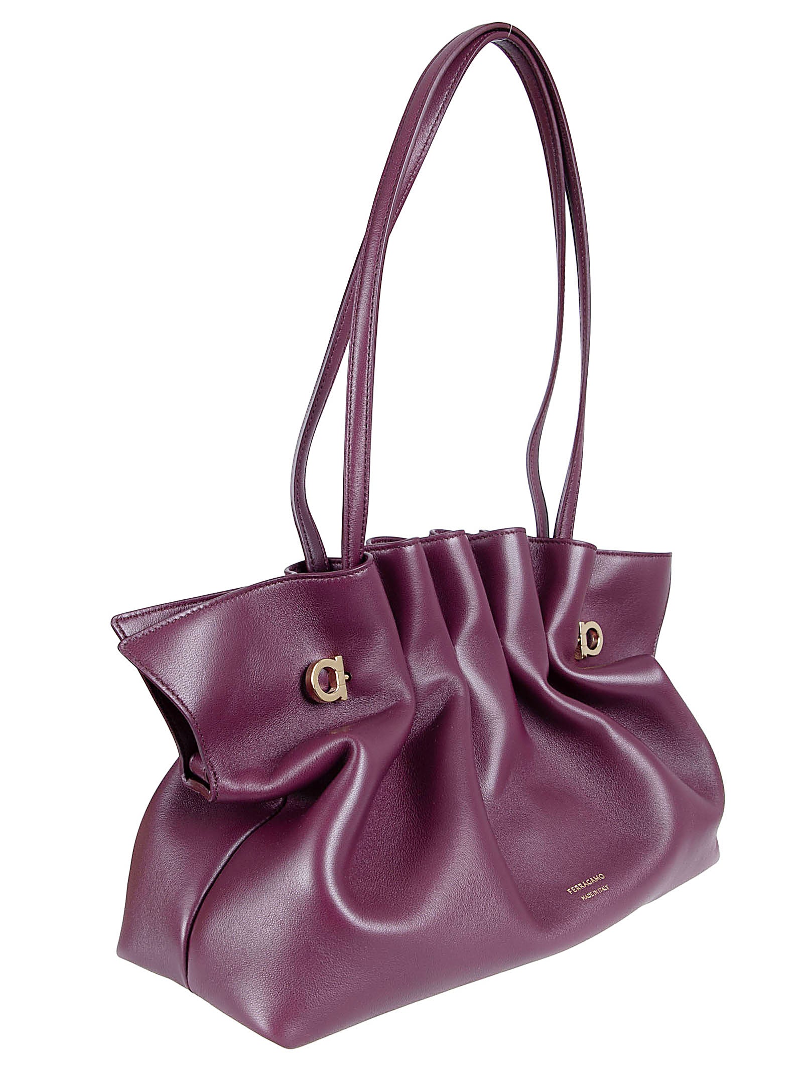 Gathered Lamb Leather Shoulder Bag with Versatile Straps