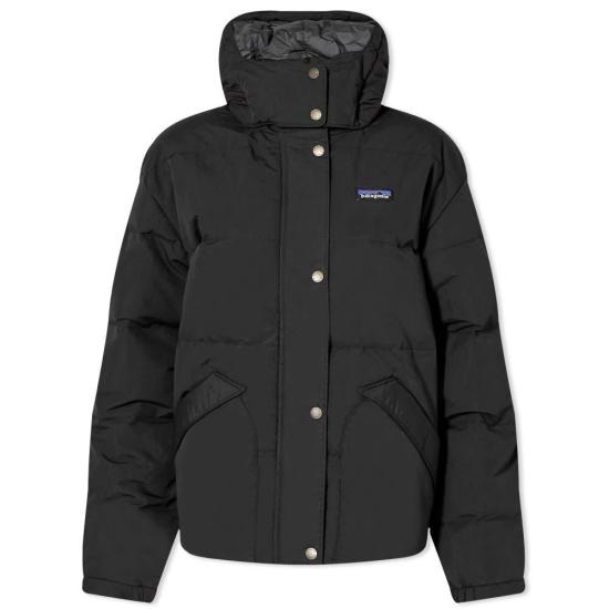Relaxed Fit Black Down Puffer Jacket With High Collar