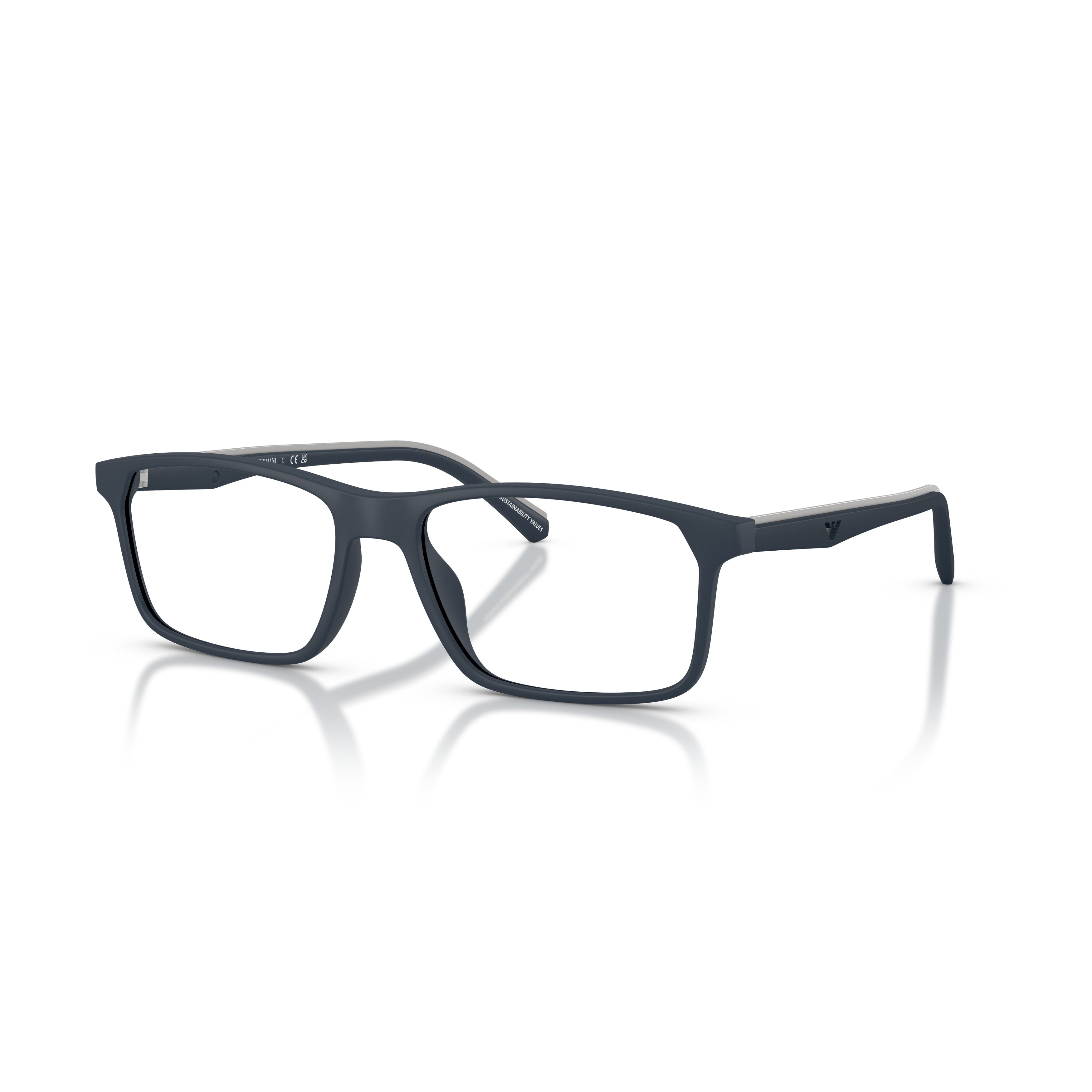 0ea3266u Rectangular Matte Black Eyeglass Frames with Subtle Branding