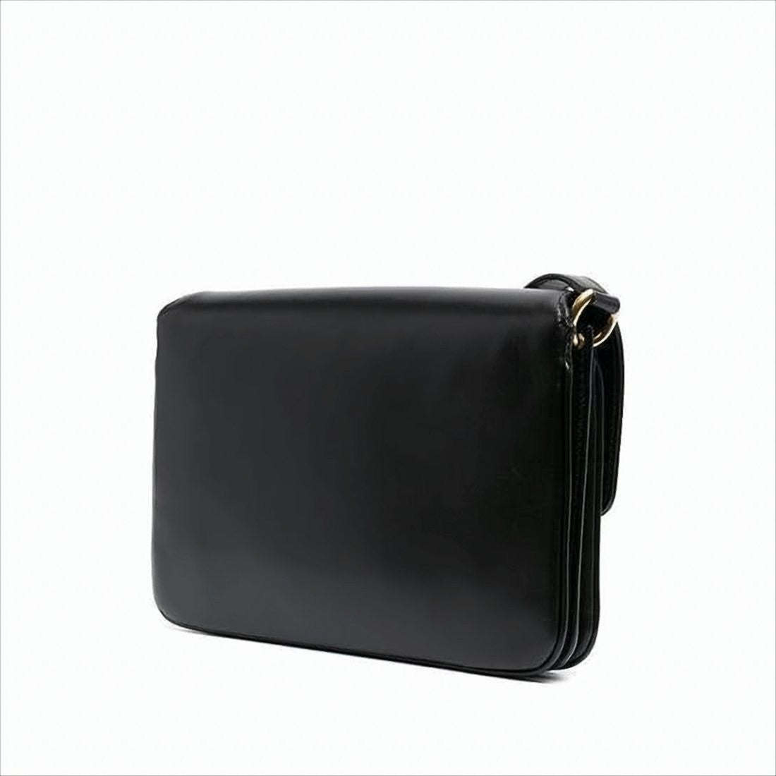 Structured Black Calf Leather Shoulder Bag