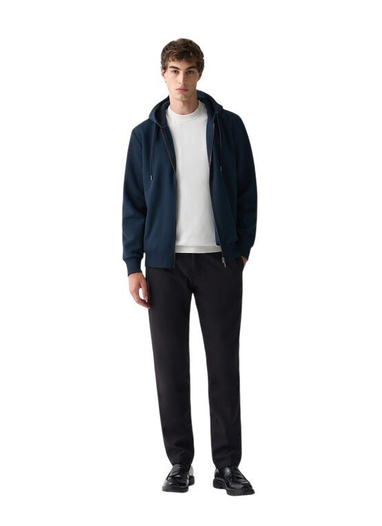 Blue Zip-Up Sweatshirt with Adjustable Hood