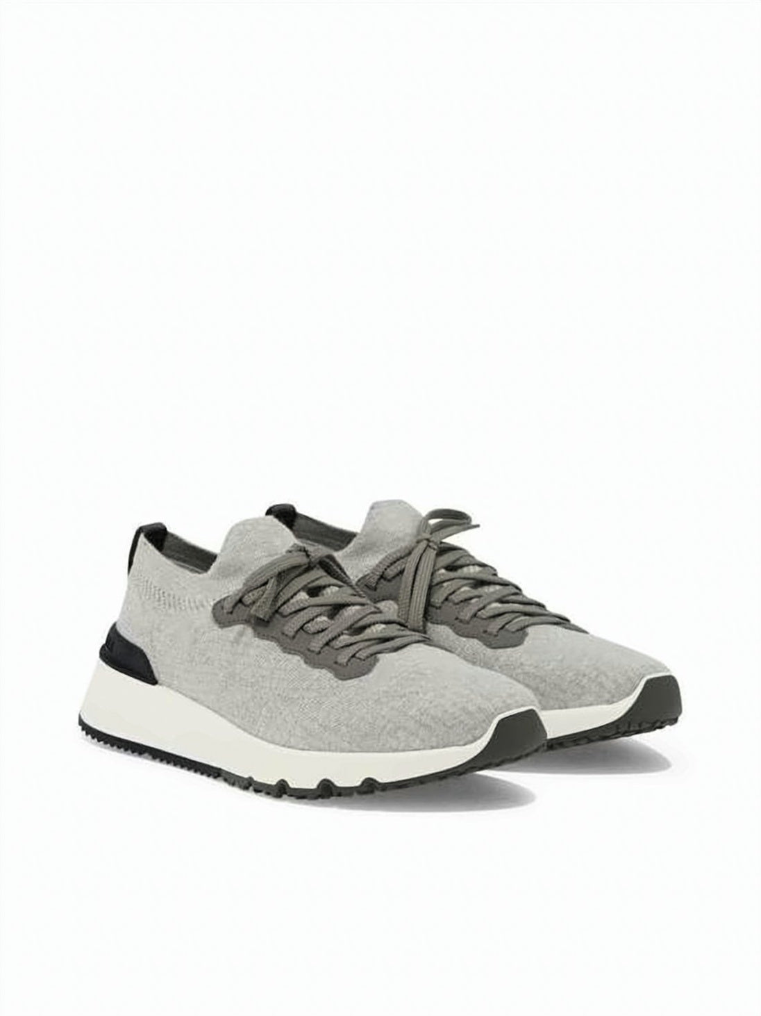 Low-Profile Knitted Fabric Sneakers with Textured Rubber Outsole
