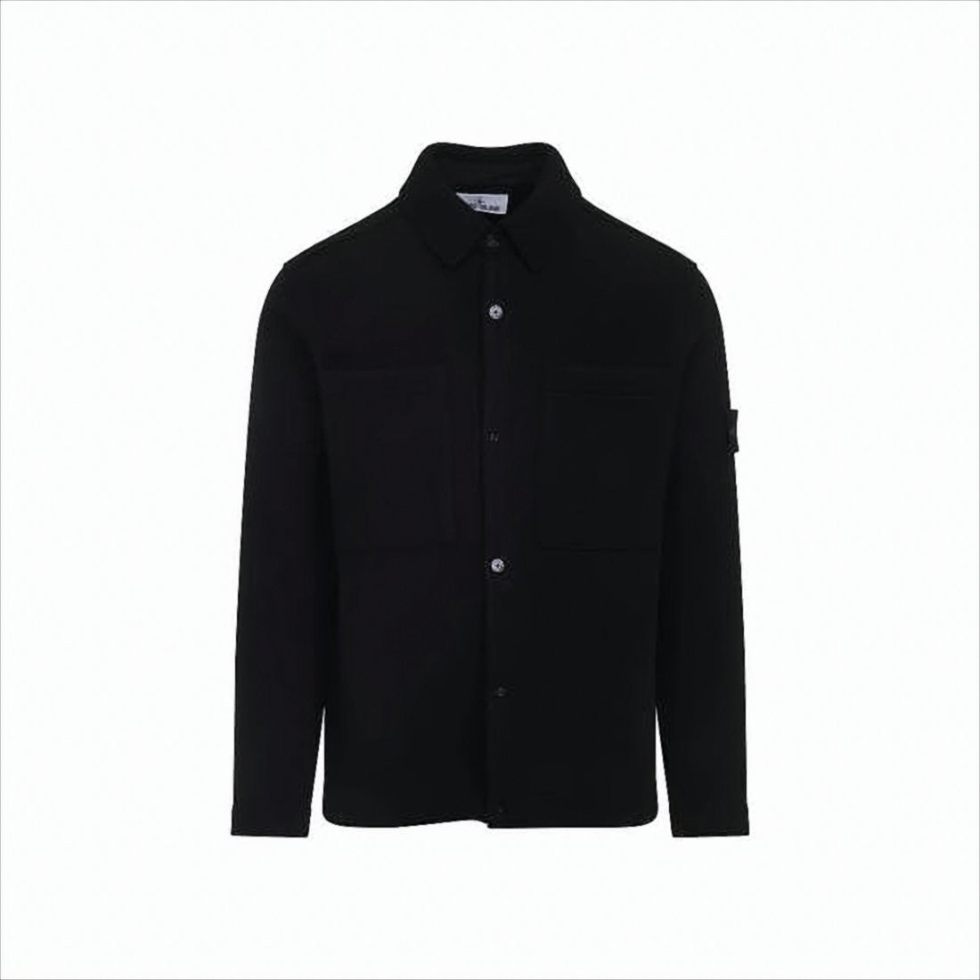 Classic Black Wool Jacket with Shirt-Style Design