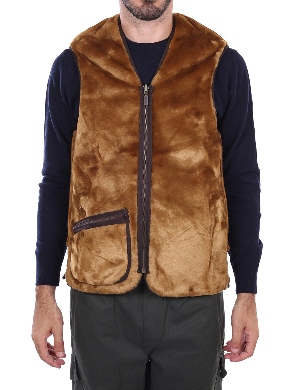 Warm Pile Reversible Waistcoat With Zip Closure