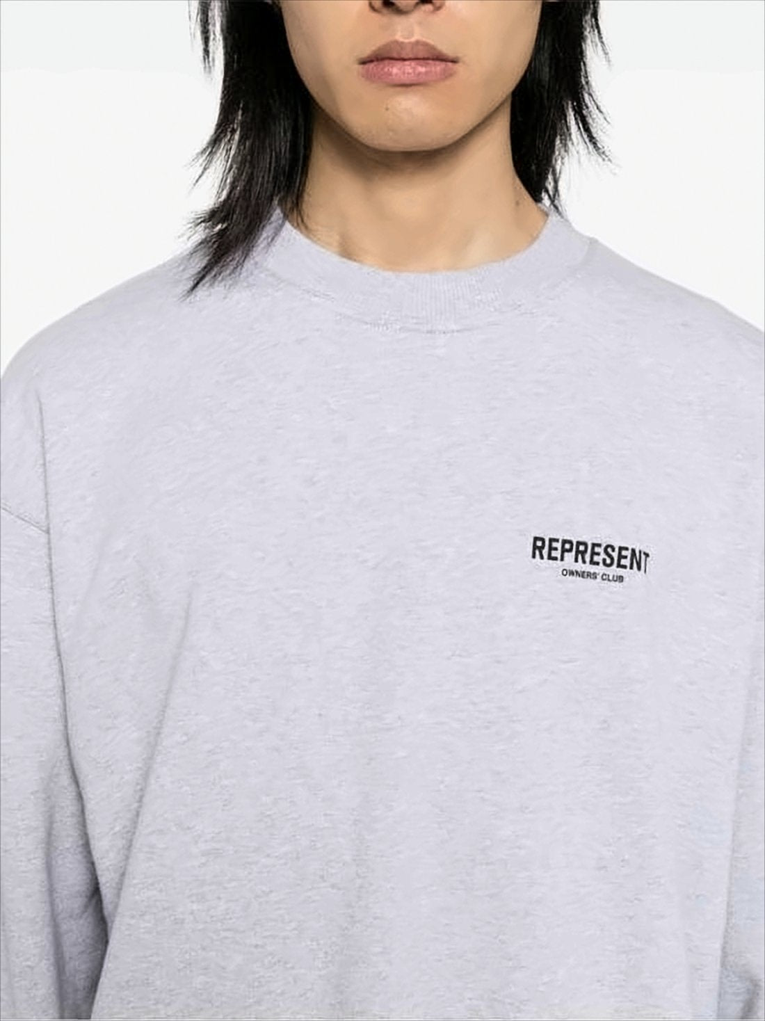 Heathered Grey Long-Sleeve Sweatshirt with Printed Designs