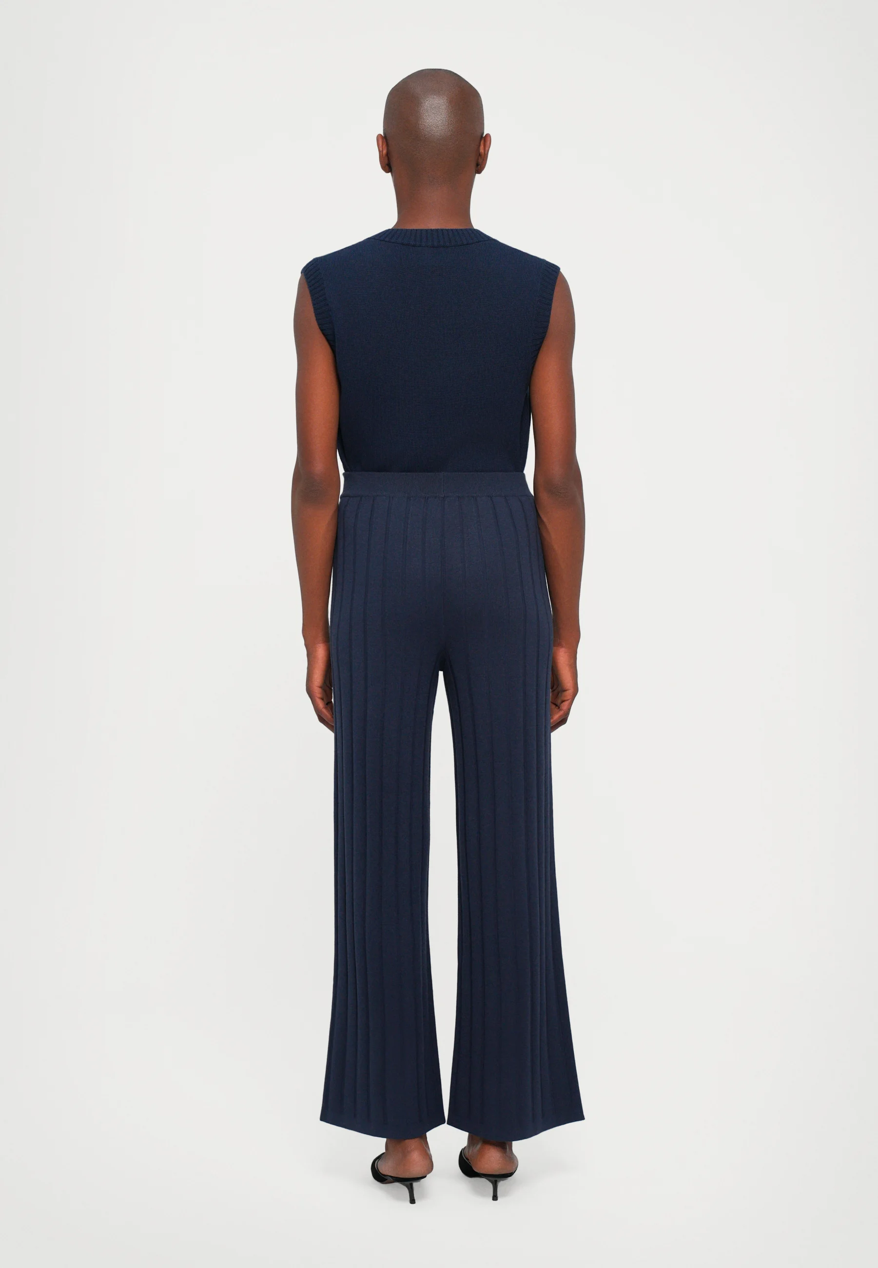 Ribbed Wide-Leg Pants With Relaxed Fit