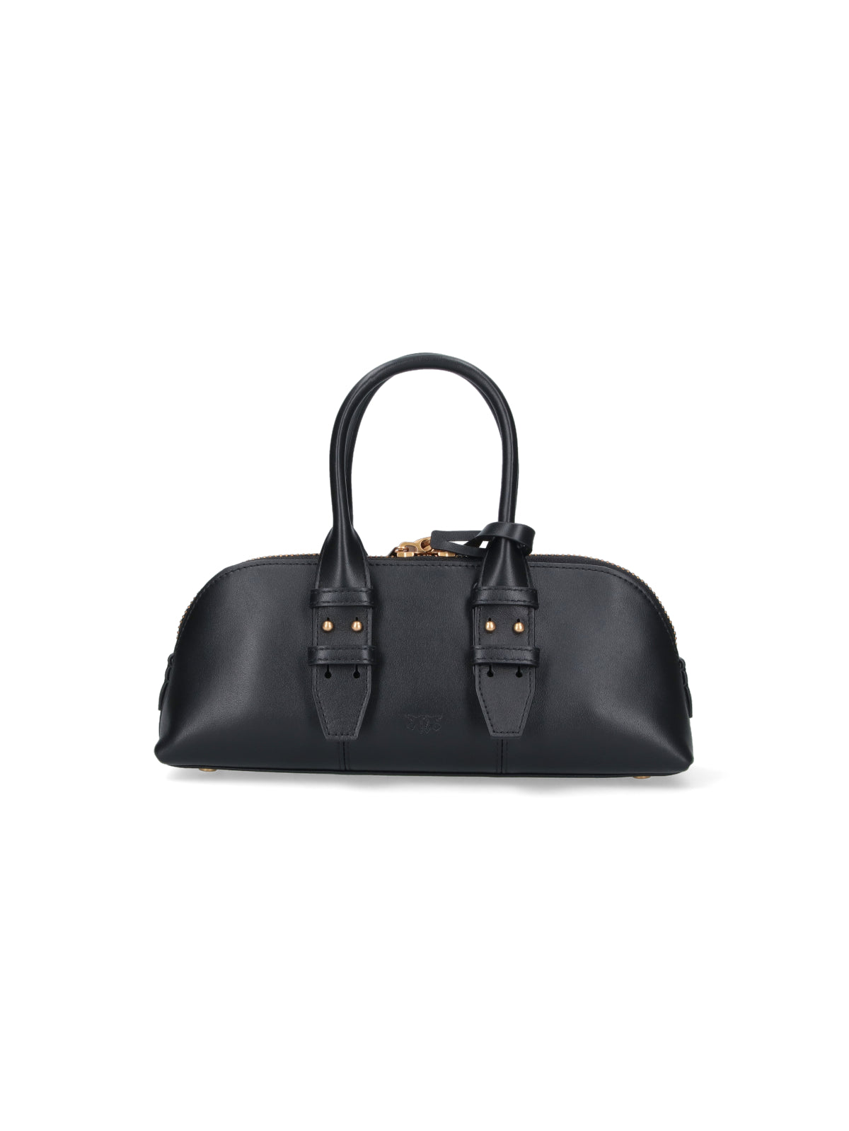 Structured Black Handbag With Detachable Shoulder Strap And Metallic Accents