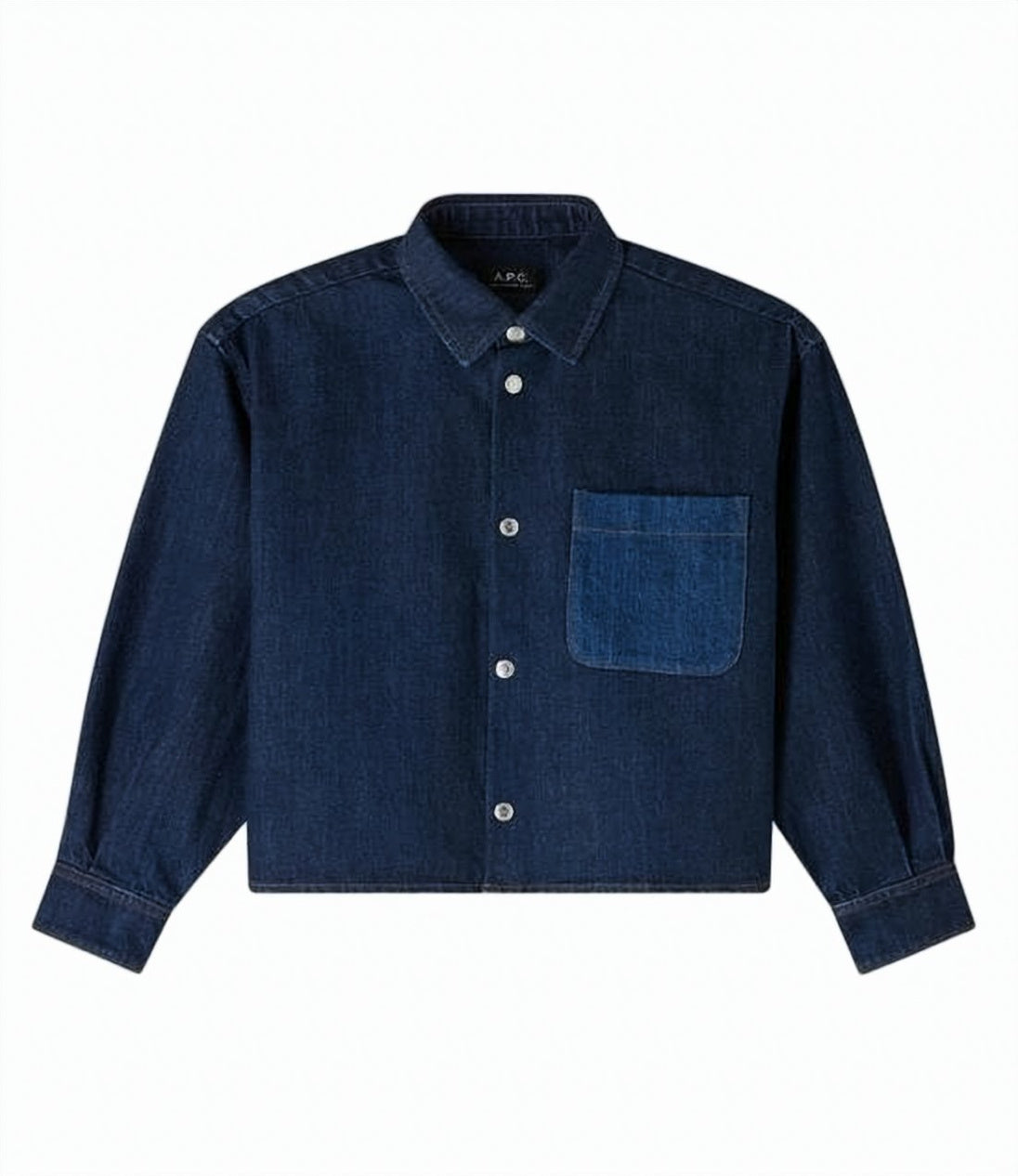 Cropped Denim Jacket with Classic Collar