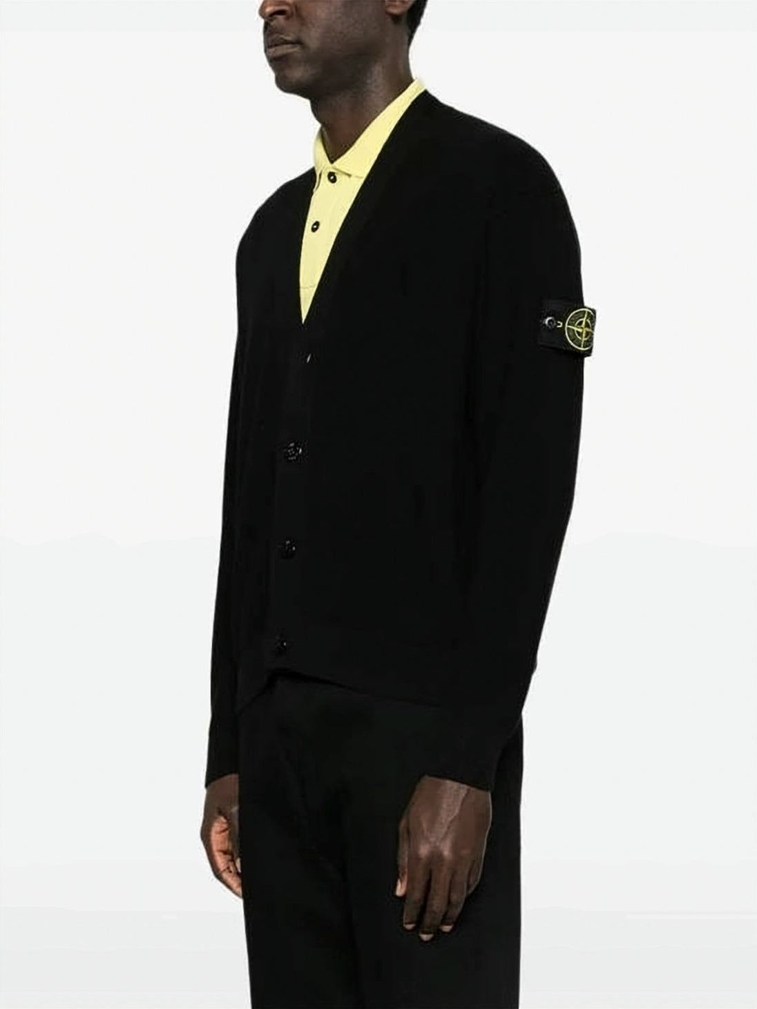 V-Neck Cotton Cardigan with Distinctive Logo Patch