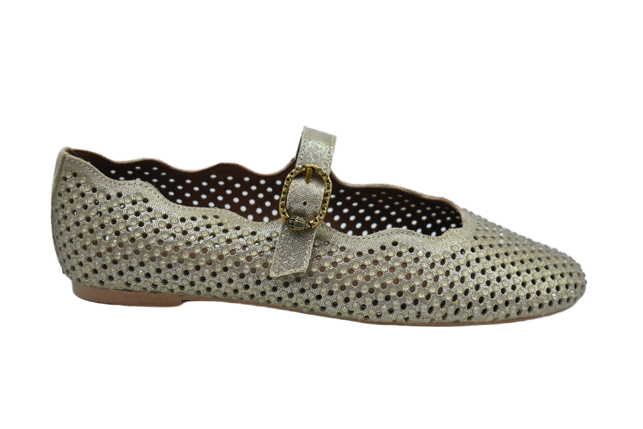 Golden Perforated Flats With Scalloped Edges