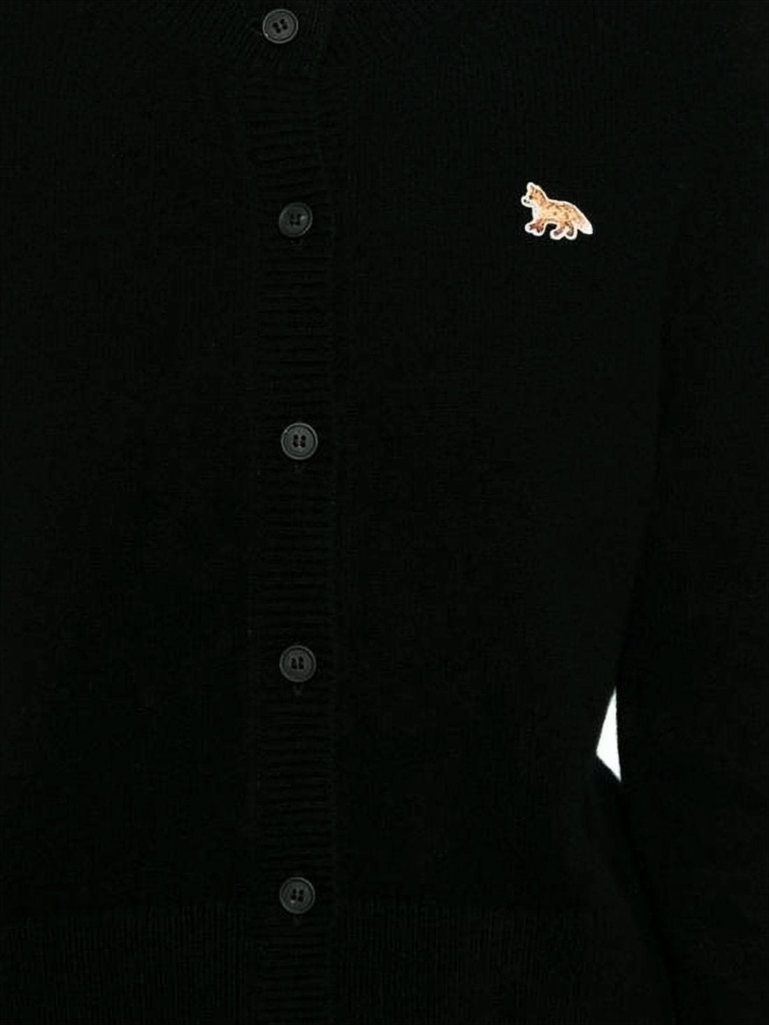 Fitted Black Lambswool Cardigan