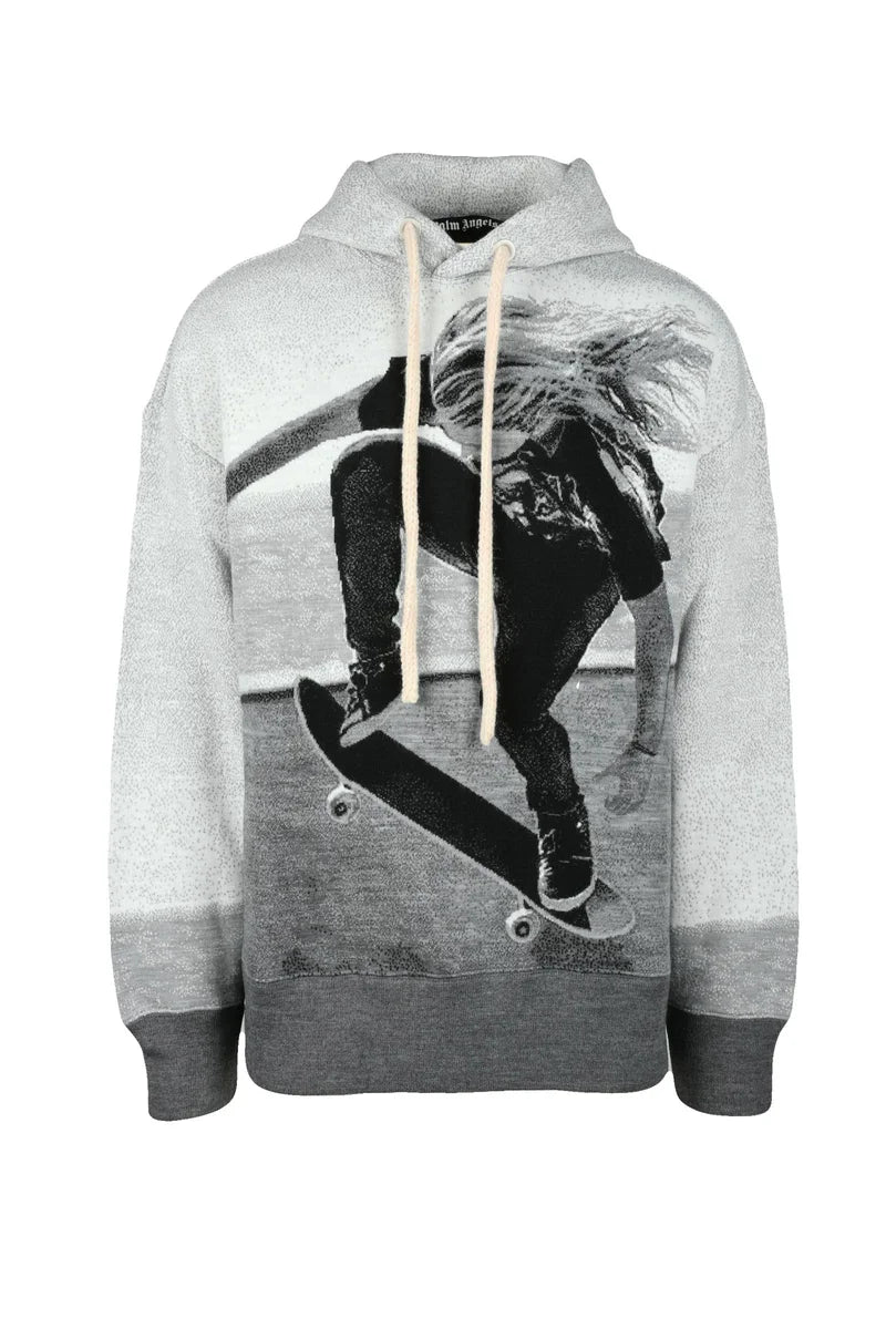 Grayscale Photographic Print Knit Sweatshirt