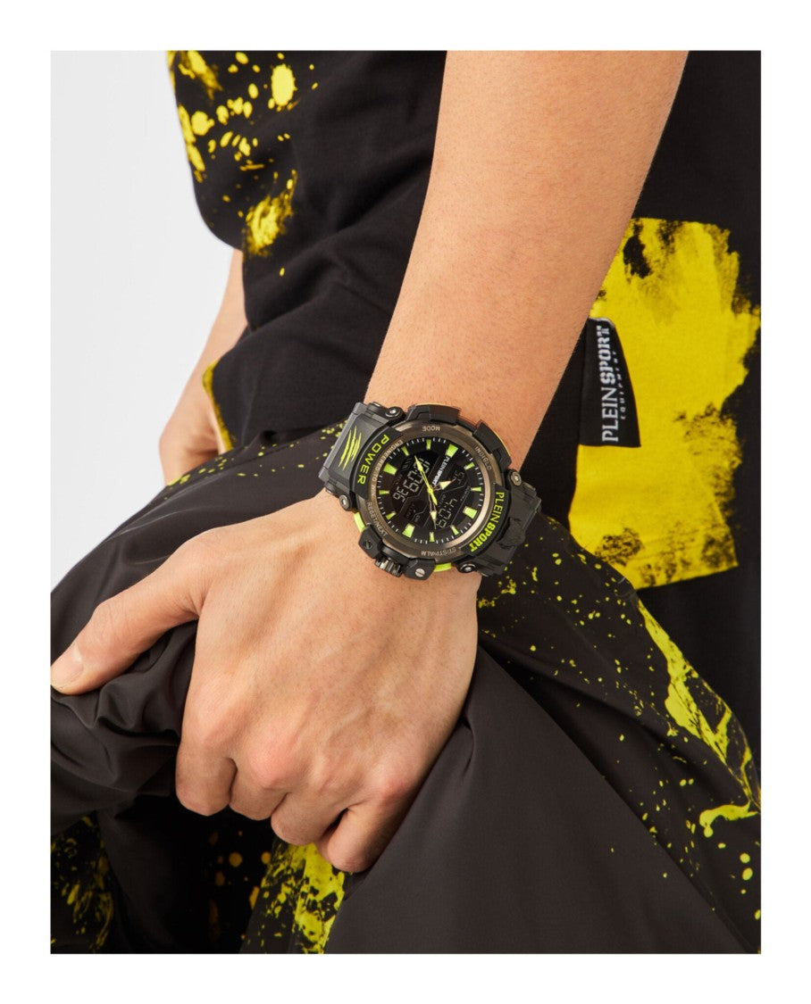 Robust 50Mm Digital Watch With Black Silicone Strap