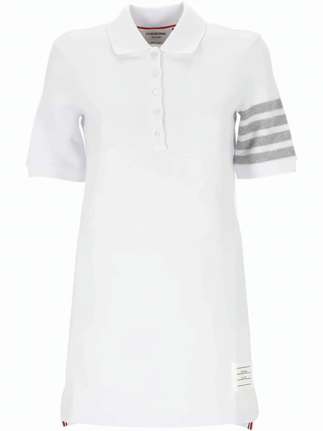 White Horizontal Striped Cotton Midi Dress