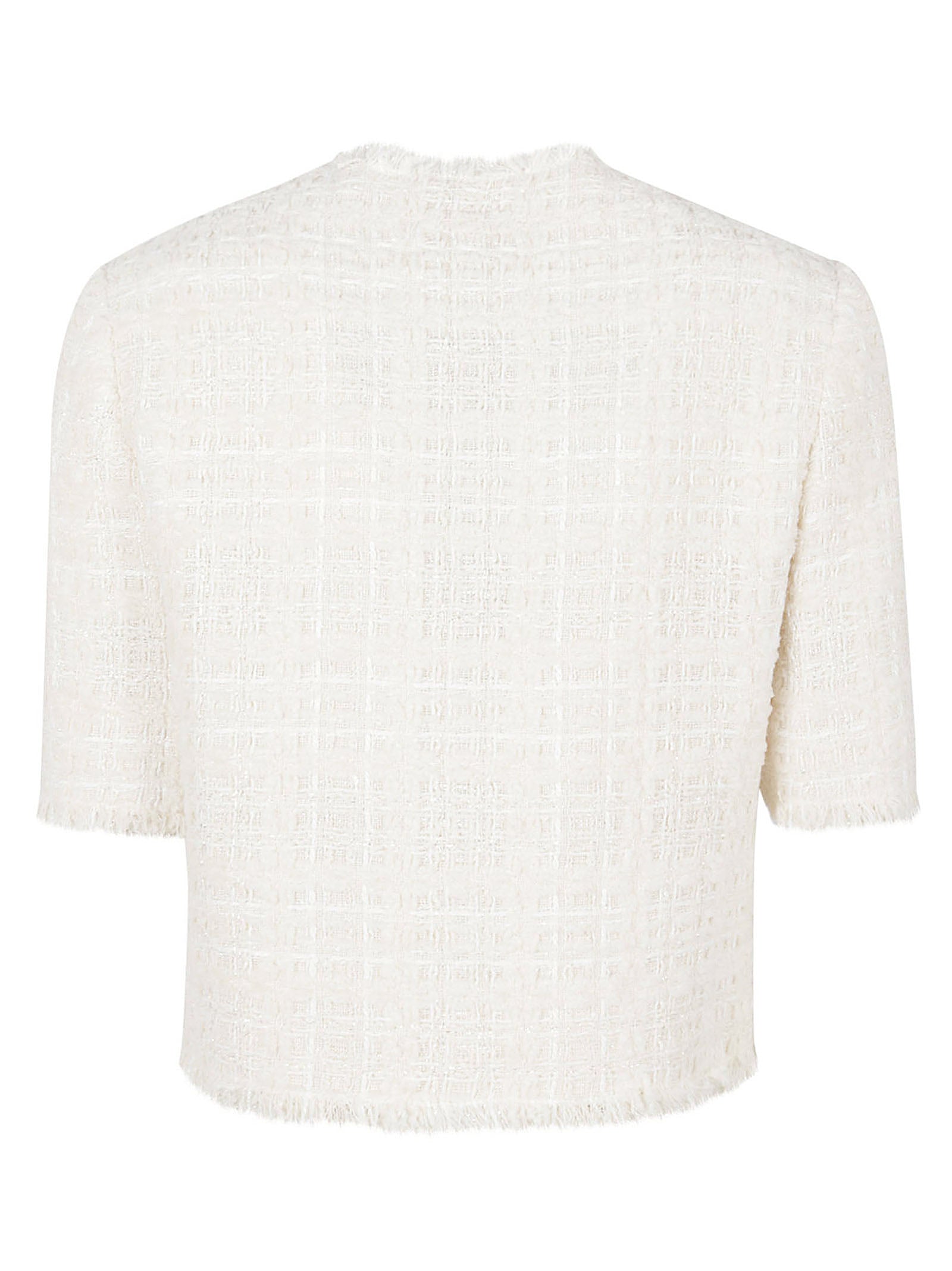 Cropped White Jacket With Textured Finish